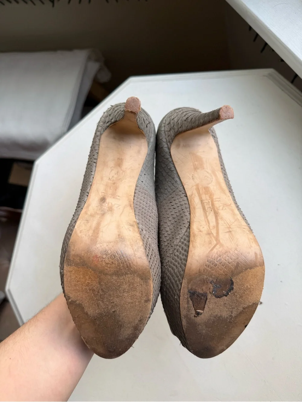Zara Grey Snakeskin Stilettos sz 10 - Picture 7 of 8
